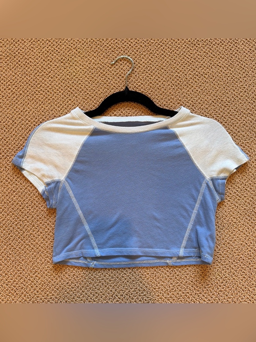 BDG Light Blue and White Raglan Crop Top